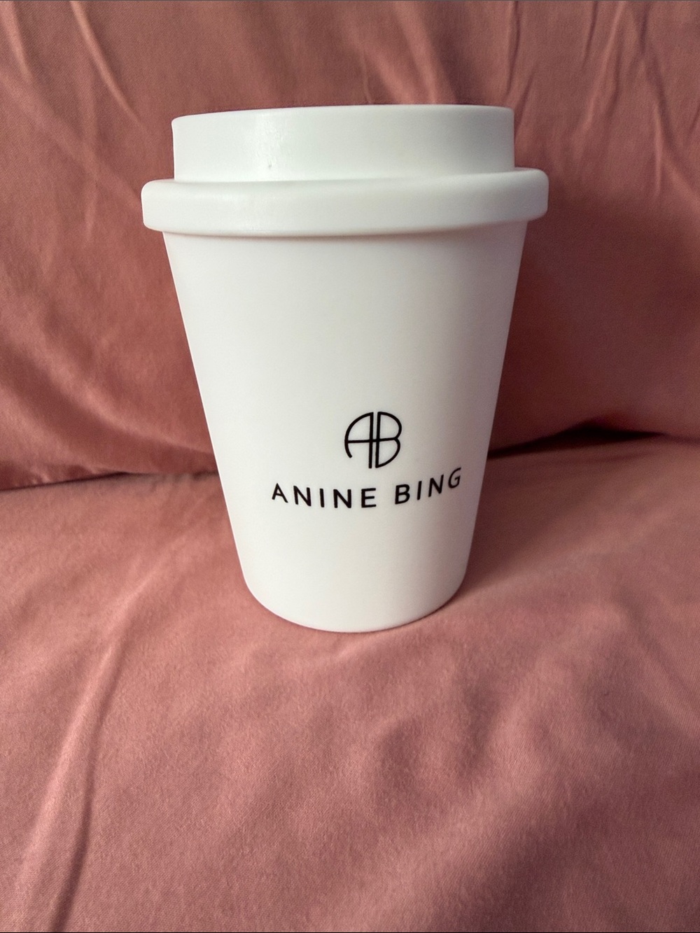 Anine Bing White plastic Travel Cup with Black Logo